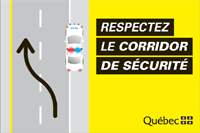 Affichage sur le réseau routier. Respectez le corridor de sécurité.