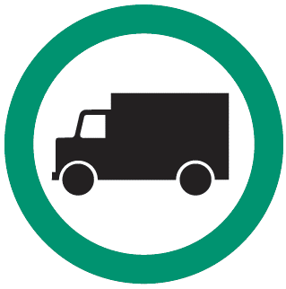 Obligation pour tous les conducteurs de camions de respecter l'itinéraire indiqué par ce panneau.