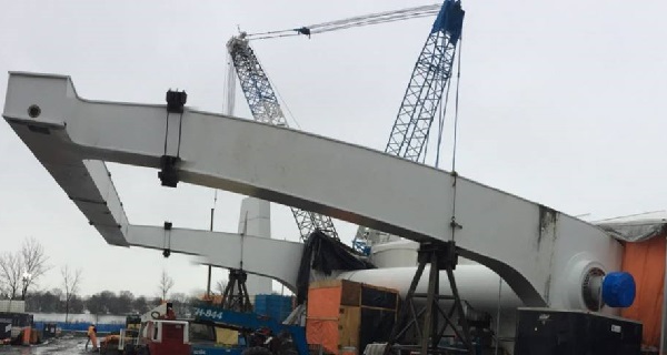 Décembre 2018 – assemblage des bras-tube du pont mobile.